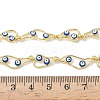 Brass Enamel Evil Eye Link Chain Necklaces NJEW-G183-01G-04-5
