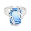 304 Stainless Steel Cubic Zirconia Open Cuff Ring LS-RJEW-S406-05P-04-2