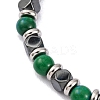 Synthetic Chrysocolla & Synthetic Hematite Round Beaded Bracelet BJEW-P339-02P-04-2