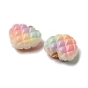 Rainbow Color Opaque Resin Waffle Beads Pendants LS-RESI-F035-01-5