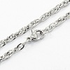 Tarnish Resistant Men's 304 Stainless Steel Rope Chain Necklaces STAS-O037-80P-1