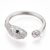 Rhodium Plated 925 Sterling Silver Micro Pave Cubic Zirconia Open Cuff Ring Settings STER-T007-125P-2