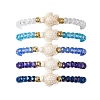 5Pcs 5 Colors Faceted Rondelle Glass Breaded Stretch Bracelets BJEW-JB10259-02-1