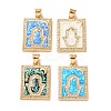 Brass Micro Pave Clear Cubic Zirconia Pendants KK-S048-03G-1