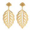 304 Stainless Steel Leaf Theme Stud Earrings For Women LS-EJEW-B110-03G-06-1