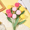 9Pcs 3 Colors Polyester with Iron Wire Artificial Tulip Flower AJEW-SC0031-42A-5