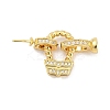 Brass Micro Pave Clear Cubic Zirconia Fold Over Clasps KK-M311-21G-1