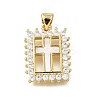 Brass Micro Pave Cubic Zirconia Shell Pendants KK-D328-14G-1