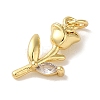Rack Plating Brass Micro Pave Clear Cubic Zirconia Pendants KK-P267-29G-2