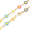 Enamel Flower Link Chains Bracelet BJEW-N019-01-3