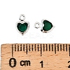 Heart Brass Glass Charms KK-S385-01S-06-3