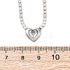 304 Stainless Steel Clear Cubic Zirconia Heart Pendant Necklaces for Women NJEW-Z044-15P-02-5