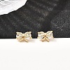 Bowknot Brass Micro Pave Clear Cubic Zirconia Stud Earrings EJEW-A135-07G-1