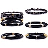 4Pcs 4 Style Acrylic Chunky Curved Tube Stretch Bracelet Sets BJEW-SW00074-02-1