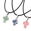 DIY Natural & Synthetic Gemstone Cross Pendant & Waxed Cord Pendant Necklace Making Kits DIY-FS0008-46-2