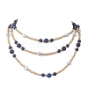 Round Natural Lapis Lazuli & Synthetic Howlite Beaded Wrap Long Necklaces NJEW-JN05907-02-8