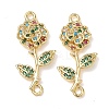 Brass Pave Colorful Cubic Zirconia Connector Charms KK-L253-21G-02-1