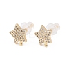 Brass Clear Cubic Zirconia Stud Earring Findings EJEW-A155-03F-G-1