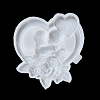 Valentine's Day Heart with Lovers & Flower DIY Wall Decoration Statue Silicone Molds DIY-G096-02-4