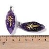 Natural Amethyst Gold Sun Pattern Pendants G-L524-14P-05-3