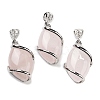 Natural Rose Quartz Pendants G-G073-5-1