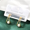 304 Stainless Steel Plastic Imitation Pearl Round Stud Earrings LS-EJEW-M105-08G-1