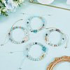 4Pcs 4 Style Natural Flower Amazonite Round Beaded Braided Bead Bracelets Sets BJEW-SC0001-51-7