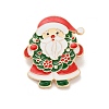 Santa Claus with Christmas Wreath Enamel Pins LS-JEWB-H033-07C-KCG-1