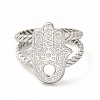 Tarnish Resistant 304 Stainless Steel Hamsa Hand Open Cuff Ring Settings LS-RJEW-B027-22P-2