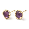 Natural Amethyst Flat Round Stud Earrings EJEW-A099-02G-2