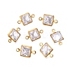Brass Clear Cubic Zirconia Connector Charms KK-T070-11C-1