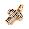 Brass Micro Pave Cubic Zirconia Pendants KK-C076-29T-G02-2