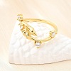 Ocean Theme Brass Micro Pave Cubic Zirconia Cuff Rings for Women RJEW-F184-17A-G-3
