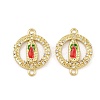 Brass Micro Pave Clear Cubic Zirconia Virgin Mary Connector Charms KK-L251-20G-02-1