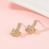 knot Brass Micro Pave Clear Cubic Zirconia Stud Earrings EJEW-F895-16G-3