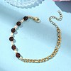 Natural Amber & Cultured Freshwater Pearl Beads Link Bracelets BJEW-JB13694-02-1