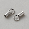 Rhodium Plated 925 Sterling Silver Cord Ends STER-WH0061-58C-2