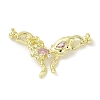 Brass Micro Pave Pink Cubic Zirconia Fold Over Clasps LS-KK-K371-12G-1