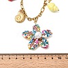 Printed Natural Cowrie Shell Colorful Flower & Ceramics Shell Shape Fish Pendant 304 Stainless Steel Chain Bib Necklaces for Women NJEW-A063-03G-4