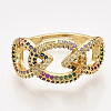 Adjustable Brass Micro Pave Cubic Zirconia Finger Rings RJEW-S044-014-2