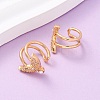 Fishtail Brass Micro Pave Clear Cubic Zirconia Cuff Earrings EJEW-Z127-05G-1