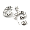 Non-Tarnish 304 Stainless Steel Oval Stud Earrings EJEW-R154-01P-2