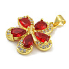 Rack Plating Brass Micro Pave Cubic Zirconia Pendants KK-G513-93G-01-2