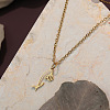 304 Stainless Steel Flower Outline Pendant Necklaces for Women FS-WG8525C-01-3