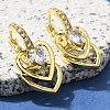 Brass Clear Cubic Zirconia Hoop Earrings EJEW-M047-12G-2