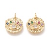 Brass Micro Pave Clear Cubic Zirconia Charms KK-F820-22G-1