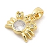 Rack Plating Leaf Brass Clear Cubic Zirconia Pendants KK-S407-13G-F-2