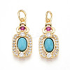 Synthetic Turquoise Rectangle with Flower Pendants KK-N258-16G-1