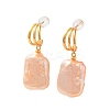 Rectangle Natural Pearl Stud Earrings for Women EJEW-E303-30G-1