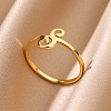 Adjustable 201 Stainless Steel Letter Open Cuff Rings for Women FS-WG61269-19-2